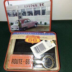 Route 66 tin with wallet and Keychain sold by Kmart